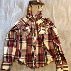 Jrs Plaid shirt hoodie